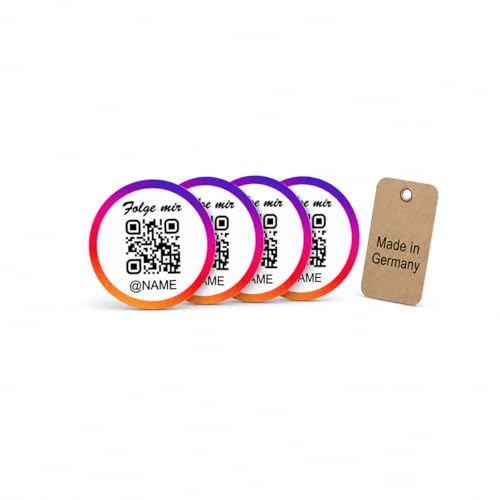 TF Skins Social Media Aufkleber mit QR Code – personalisierte Sticker für Firmen und Marken – 10 cm 4er-Set