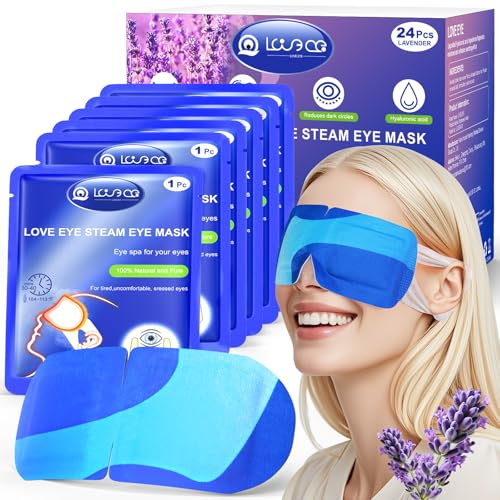 24 Packungen Dampf-Augenmaske, feuchte beheizte Augenmaske für trockene Augen, warme Augenmaske zur Linderung von Augenermüdung, heiße warme Kompresse für Augen, Schlaf-Geschenk-Set für Mutter, Vater,