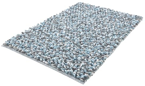 Kleine Wolke Badteppich Sling Opal 70 x 120 cm | OEKO-TEX, handgefertigt, rutschhemmende Unterseite, für Fußbodenheizung, maschinenwaschbar, 65% Polyester, 35% Baumwolle