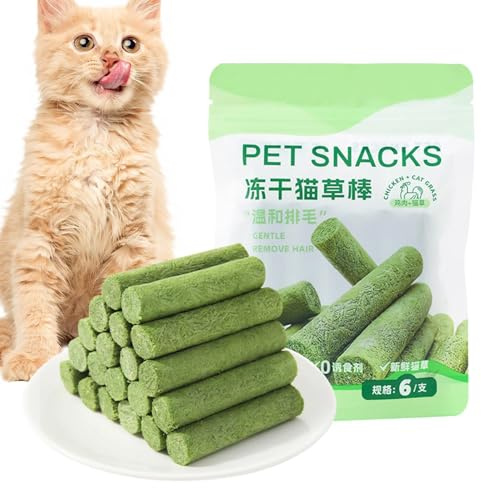 Misaakoeq Katzengras Sticks,12 StöCke FöRdern Sie Die Verdauung Katzengras Snack,Pflanzenfasern Katzengras BeißStab,Geeignet FüR Katzen, Um Den Appetit Zu Steigern Und Haarballen Zu Entfernen