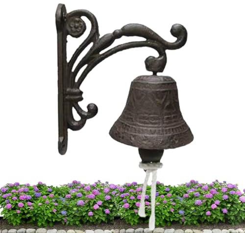 Dinner Bell – Vintage Deko-Glocken, Willkommensglocke, kabellose Türklingel, Balkon, Gartendekoration | Bauernhaus-Türglocke aus Gusseisen, Tafelglocke für Garten, Hof, antike Bauernhof- und Eingangst