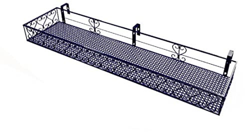 Iron Art Flower Pot Holder with Hooks - Balcony Hanging Railing Planter, Patio Railing Flower Shelf, Waterproof Plant Pots Holder for Patio Porch or Fence