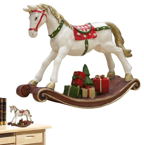 Adornos de caballo balancín de Navidad | Adorno de resina para árbol de Navidad | Decoración navideña para niños, familia y regalos