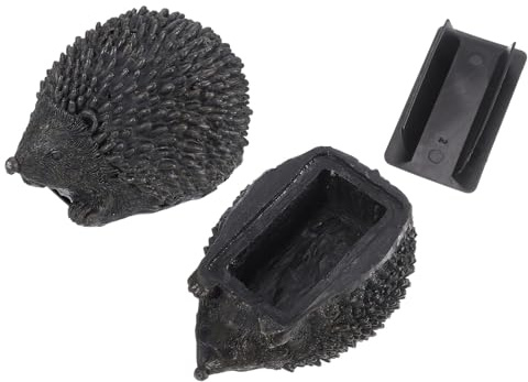 sourcing map Hide A Key Outside, Faux Hedgehogs Hide A Spare Key Outdoor Waterproof Key Hider Decoration Safe Storage Lock Box Hidden Holder for Outside Garden Decoration, Dark Coffee