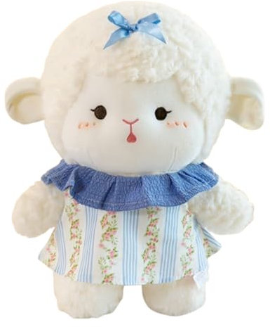 Schaf Plüschtier Süße Kuscheltier Schaf, Stofftier im realistischen Design, kuschelig weich,Plüschtier Lamm,Stofftier Baby Lamm,Flauschige Lämmchen Stofftier,Geschenke für Kinder, Mädchen (26 cm,blau)