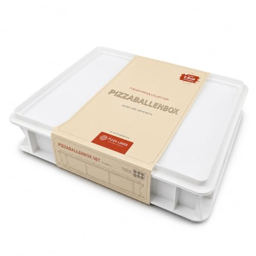 Pizza Lover Caja para masa de pizza con tapa 40x30x7.5 cm Contenedor fermentación pan y pizza apilable BPA free alimentario