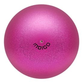 DRUNA Palla per Ginnastica Ritmica Metallizzata + Glitter in PVC, 17 cm, 300 g – Attrezzo da Ginnastica, Palla da Esercizio (Rosa)