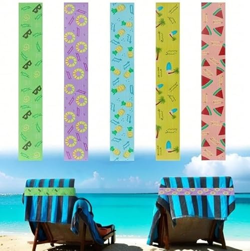 Constprog 5pcs Sunbed Strap Towel Bands Elastic Beach Towel Holder Sun Lounger Clips
