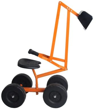FANTASK Escavatore A 360° Con Pala E Ruote Fino A 50 Kg, Per Bambini, In Metallo, Per Sandbox, Escavatore Per Sabbia (Arancione)