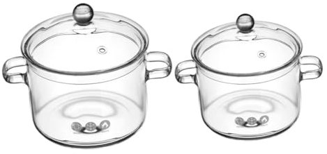 Mikinona 2pièces Marmite Verre Résistante Chaleur Avec Double Poignée Marmite à Ragoût Et Nouilles Pour Cuisinière Couvercle Inclus