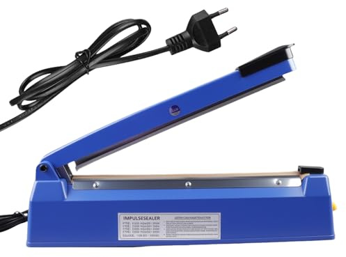 300MM Heißsiegelgerät, Folienschweißgerät mit 2 mm Dichtungsbreite, Siegelmaschine für Plastiktüten, Alufolienbeutel, Kraftpapierbeutel, Blau