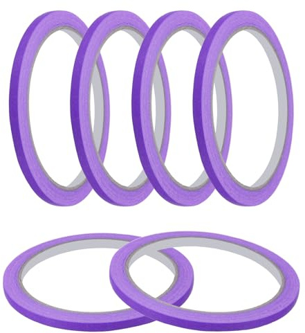 QUARKZMAN Ruban de masquage 5 mm x 20 mètres Ruban adhésif pour peinture pour bricolage artisanat arts peinture murale étiquetage ornementationation voiture maison bureau, Violet, Lot de 6
