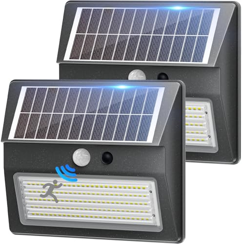 Giliwosy Solarlampen für Außen mit Bewegungsmelder, 2000mAh Solar Außenwandleuchten 130 LED Solarleuchte für Außen 3 Modi Solar Aussenleuchte IP54 Wasserdichte Wandleuchte Aussen für Garten Balkon Weg