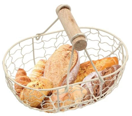 Cestino per la Raccolta delle Uova,Cestino Per Pane Da Servizio - Contenitore con Manico in Legno per Fattoria Campeggio Ragazzi e Ragazze