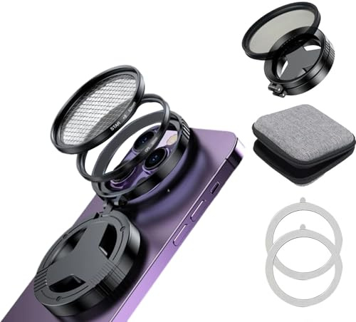 Filtro CPL magnético para teléfono, filtro polarizador de teléfono móvil con adaptador de lente y funda de almacenamiento, reduce el reflejo de la luz y mejora los colores, compatible con iPhone 11-17