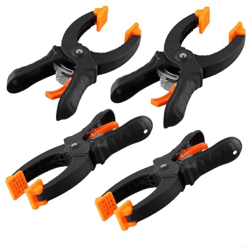 Volakebeing 4PCS 6/8 Inch Ratcheting Quick Release Clamps Set, Adjustable Jaw Nylon Woodworking Clamps with Dual Swivel Pads, Spring Loaded Heavy Duty Hand Tools for Wood(6inch)