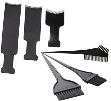 Tabla de Teñido del Cabello de Plástico Negro, Juego 6 Piezas | 3 Peines y 3 Tableros, Tamaño S y L, Fácil de Limpiar, Herramienta de Salón para Mechas