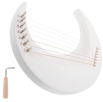 SUPVOX 7-Saiter Saitige Lyra Mondform Musikinstrument mit Stimmwerkzeug Kompakt und Leicht Harmonischer Klang für Anfänger für Reisen Lernen und Kleine Räume