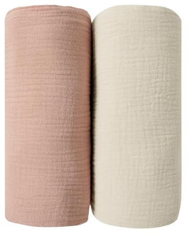 Koomuao 2 Stück Kids Musselin Tuch Baby Pucktücher,Musselin Decke 100 x 100cm Babydecke,Baby Swaddle Decke Tücherm,Wickeltuch wesentliche Artikel für Babyparty (Rosa)