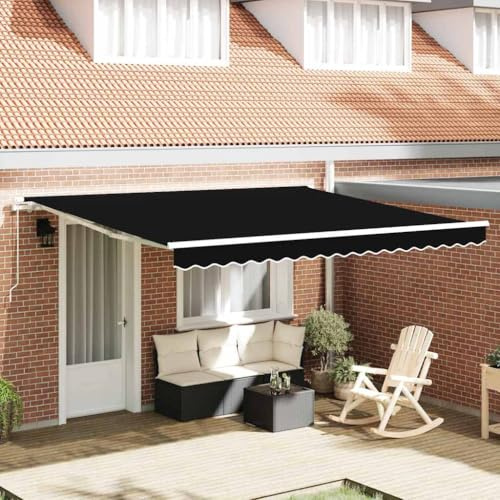 Owoxanthellate Tenda da sole retrattile, 400 x 300 cm, in poliestere, resistente alle intemperie, struttura in metallo, design moderno, robusta e durevole, per balcone, giardino, campeggio