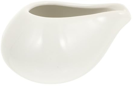 LOPUNER Brocca per Salsa in Ceramica Bianco senza Manico Design Creativo, Facile da Pulire, Forma Rotonda, per Tè Pomeridiano e Negozio di Latte