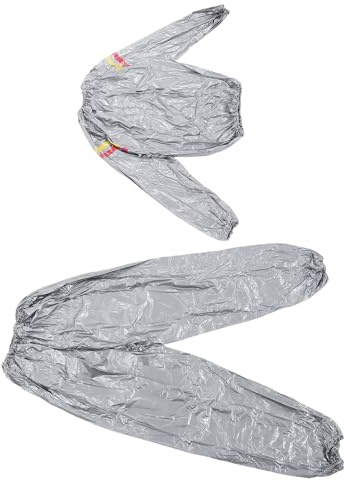 Qqmora Combinaison de Sauna Argentée en Tissu PVC Haute densité pour une Meilleure Transpiration Pendant les Entraînements et les Séances de Sauna, Ensemble de 2 Pièces (XL)
