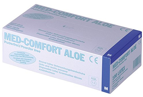 Med-Comfort Aloe - Guanti monouso in lattice con aloe vera, senza talcatura, misura XL, 1000 pz, colore: Verde Menta