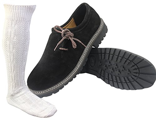ALL THE GOOD Trachten Schwarz Schuhe + Trachtensocken socken Haferlschuhe Almhaferl Trachtenschuhe SW01 (47)