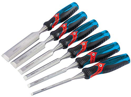 Draper 70419 Soft Grip Pound Thru Bevel Edge Wood Chisel Set (6 Piece)