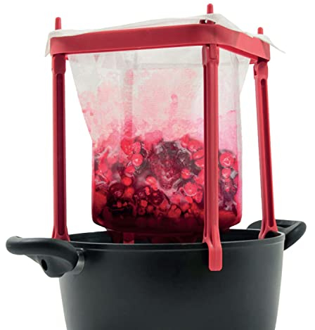 BURI Passierbeutel Set mit Ständer 22cm / Passiersieb fein Passiertuch wiederverwendbar/Presstuch Küchensieb Seiher Abtropftuch mit Halterung/Feinmaschiges Filtertuch Nussmilchtuch mit Metallösen