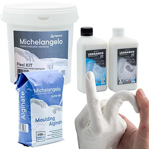 Algaplay Michelangelo KIT Hände Handabdruck Set. Kreative Geschenk-Idee für Paare und Freunde. Perfekt für Hochzeit, Muttertag, Jubiläum und Geburtstag. (KIT Flexi)