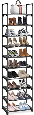 Esonstyle Schuhregal - 10 Etagen Hoch Schmal Platzsparend für Tür - Vertikale Metall-Schuhablage für Wohnzimmer und Schlafzimmer