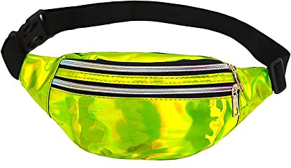 ComPDCVD Bauchtasche Mode wasserdichte Gürteltasche Damen Herren Hüfttaschemit Reflektierender Verstellbarer Sport PU Leder Reflektierender Hüfttasche für Frauen und Männer Party Festival Sport
