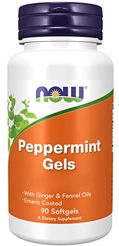 Now Foods, Peppermint Gels, Olio di Menta Piperita, con Zenzero e Finocchio, 90 Capsule molli, Testato in Laboratorio, Senza Glutine