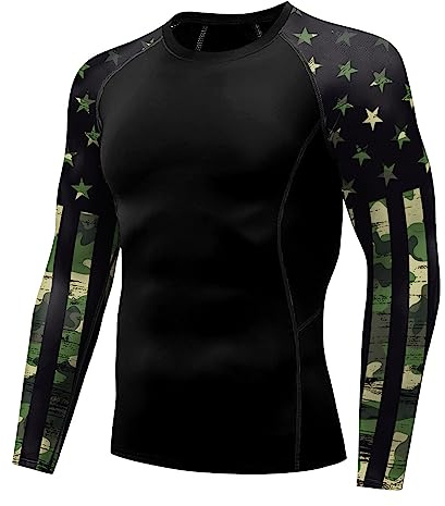 color cosplayer Jiu Jitsu Men American Flag UPF 50+ Sun Protection Printed Rash Guard Long Sleeve Swim Shirts