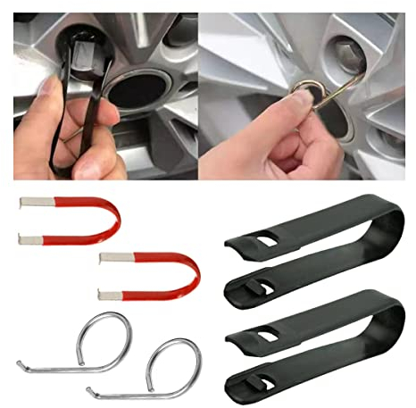 CGEAMDY 6 Pcs Universal Wheel Lug Cap Puller, Car Wheel Hub Bolt Nut Cover Removal Tool Set, 3 Type Wheel Nut Caps Puller Hook, Wheel Bolt Covers Removal Tool Replacement for Most Vehicles