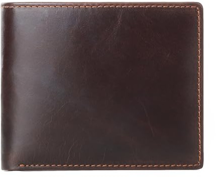 LVUNZJCA Herren Geldbörse RFID Leder Herren Brieftasche Schlanke US Dollar Tasche Öl Wachs Rindsleder Geld Clip Kartenhalter(Coffee)