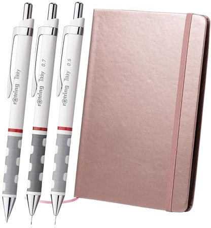 rOtring Druckbleistift & Kugelschreiber Set mit rotgoldenem Notizbuch