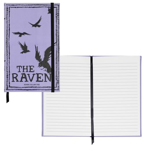 Steel Mill & Co Journal littéraire classique, 21 x 13,3 cm, joli carnet avec pages lignées et bande élastique, The Raven – Violet