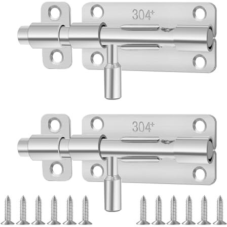 2 Pièces Loquet Porte,Verrou Porte Interieure et Exterieur,Loquets et Verrous de Portes Inox (Argent)