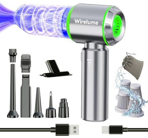 Wirelume Aspirabriciole senza fili potente Aspirapolvere auto portatile 22000Pa forte aspirazione ciclonica soffiaggio motore brushless portatile ricaricabile leggero per peli di animali veicolo casa