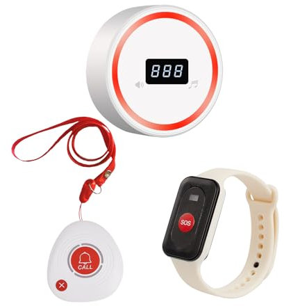 Sistema de llamada de emergencia inalámbrico para enfermeras, 100 m, 1 botón de llamada, 1 botón de reloj, 1 receptor, sistema de alarma para enfermeras para pacientes mayores y discapacitados (3DH1M2