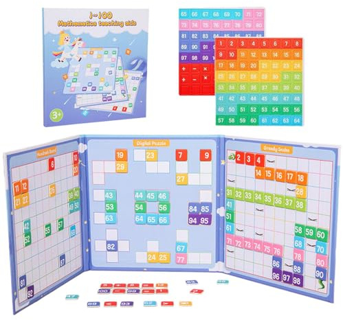 Tablero De Cien - Juego De Mesa De Matemáticas De 8,15 X 7,72 X 0,55 Pulgadas, Tableros De Cien De Madera, Juguetes Educativos para Aprender Números del 1 Al 100 | Tableros De Conteo Coloridos, para