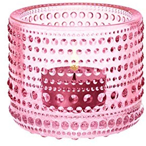 Iittala Kastehelmi Windlicht, Glas, Hellrosa, 8.1 x 8.1 x 6.4 cm, 1 Einheiten