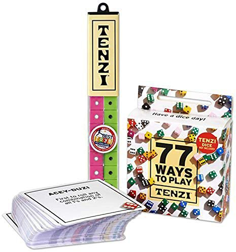 TENZI Dice Party Game Bundle with 77 Ways to Play A Fun, Fast Frenzy for The Whole Family - 4 Sets of 10 Colored Dice with Storage Tube - Colors May Vary
