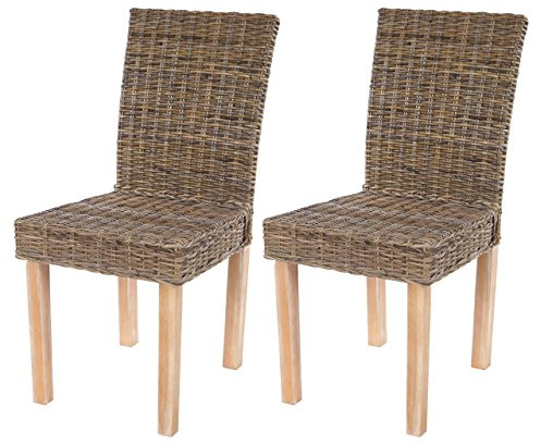 Mendler 2er-Set Esszimmerstuhl Littau, Kubu-Rattan | Korbstuhl, Stuhl, Küchenstuhl