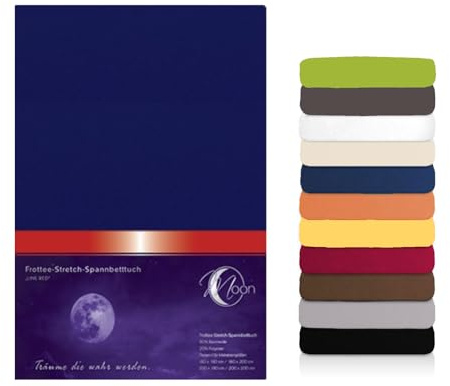 Moon Premium Frottee Spannbettlaken/Spannbetttuch (180x200-200x200, royal)