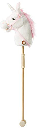 iBonny 36-inch Weiß Steckenpferd mit Guten Griffen und Rädern Einhorn Plüschtier