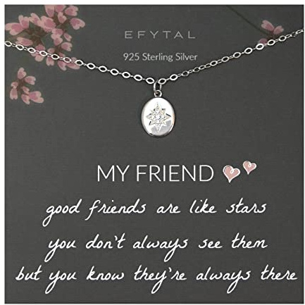 EFYTAL Friendship Necklace, 925 Sterling Silver BFF Necklace, Friendship Jewelry for Women, Best Friend Necklaces