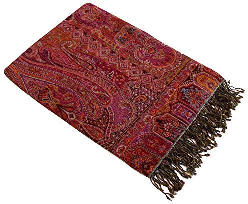 Lorenzo Cana - Decke Jacquardgewebte Wolldecke, Baumwolldecke mit feinster Wolle vom Merinolamm Paisleydecke Wolle Baumwolle Sofadecke Kuscheldecke 140 cm x 200 cm 96288